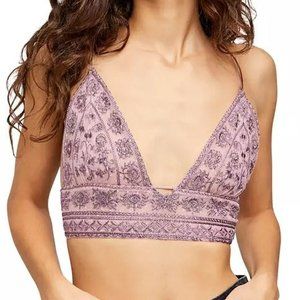 Free People Purple Embroidered Lounge Bralettee Large NWT